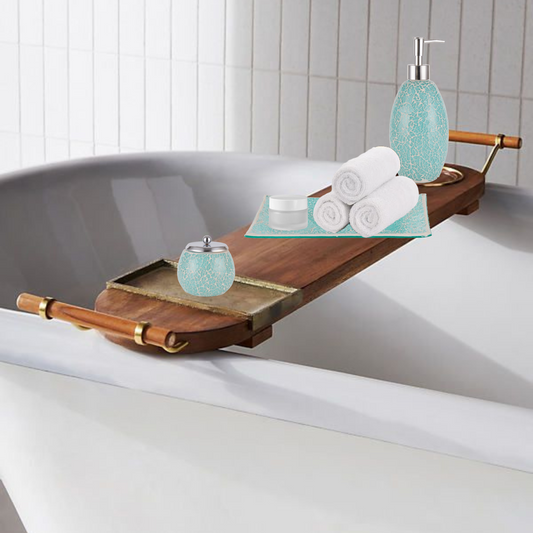 Turquoise Mosaic Bathroom Accessories Set – 4 Piece