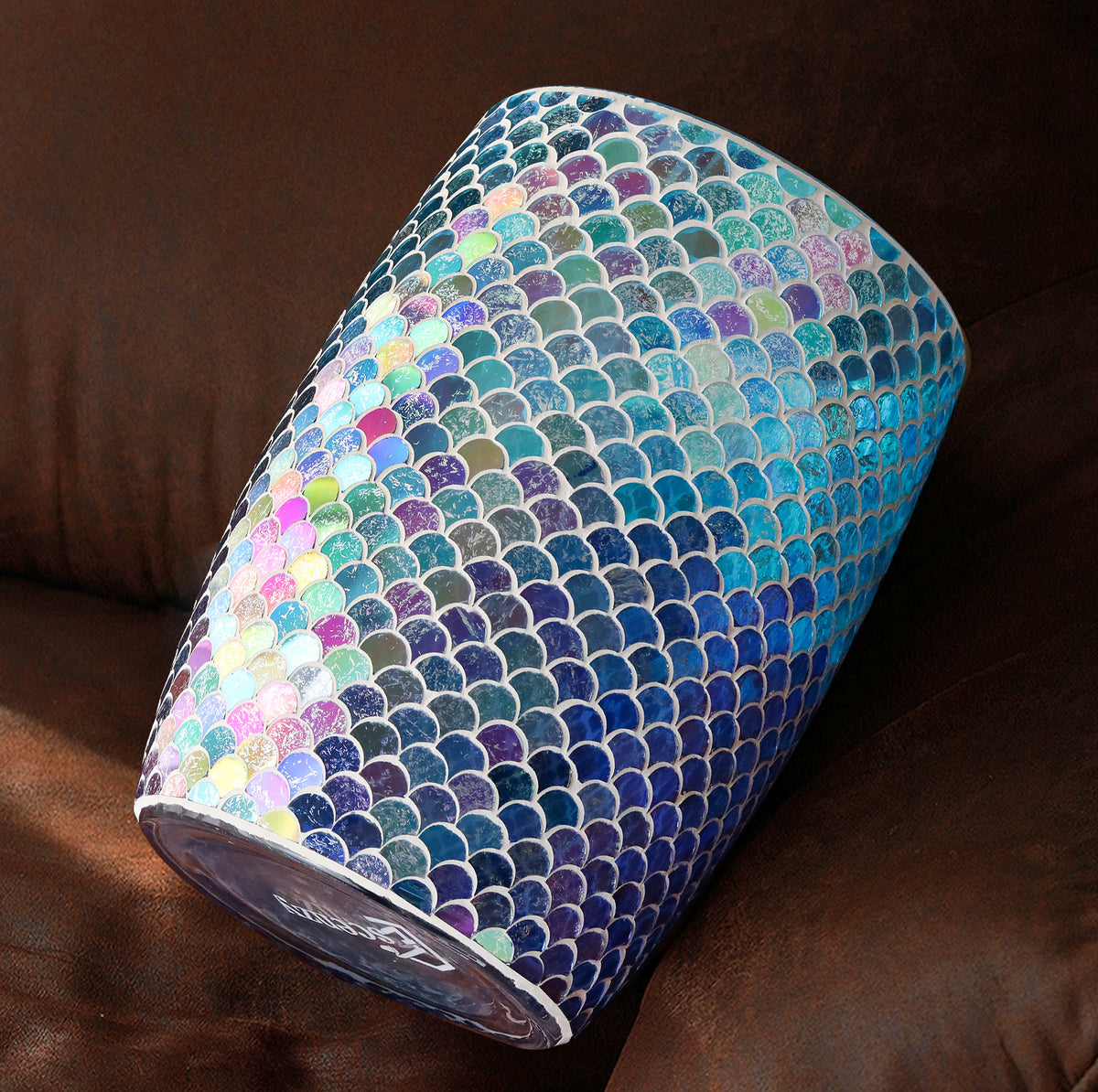 Mermaid Mosaic Glass Bathroom Trash Can – 5L