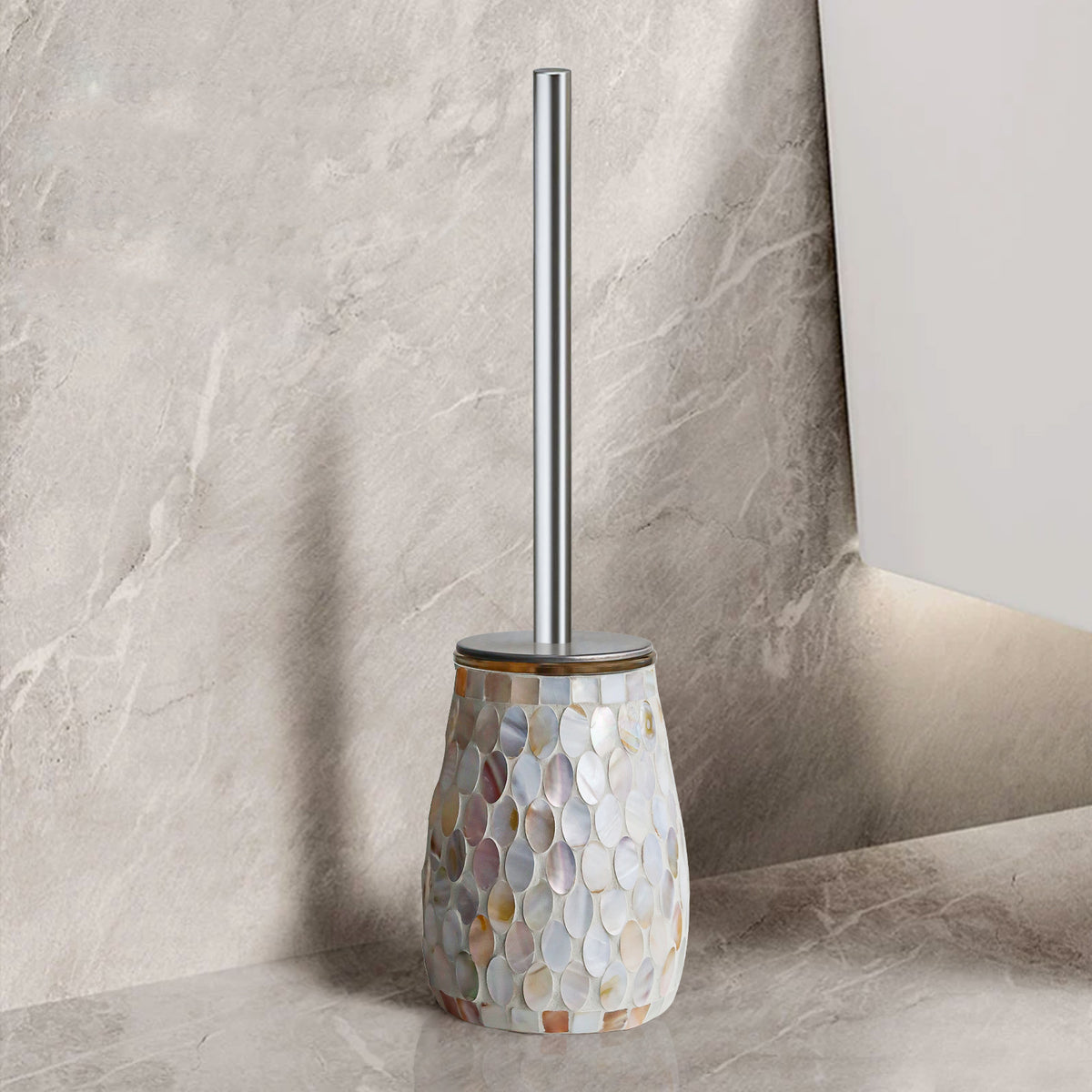 Natural Shell Mosaic Toilet Brush & Holder