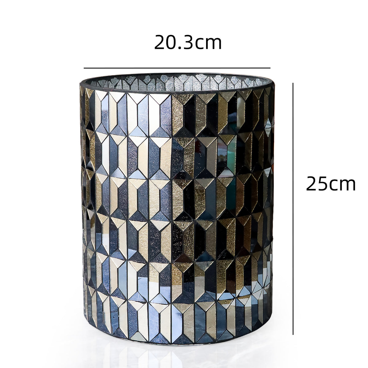 Modern Black & Gold Mosaic Bathroom Trash Can – 6L