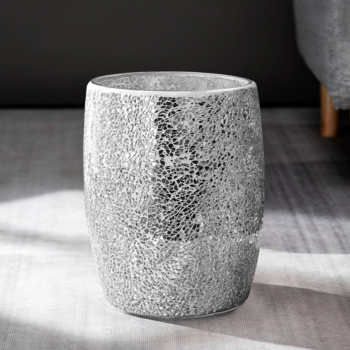 Silver Mosaic Glass Bathroom Trash Can – 5L