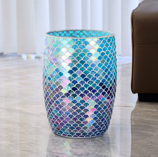 Mermaid Mosaic Glass Bathroom Trash Can – 5L