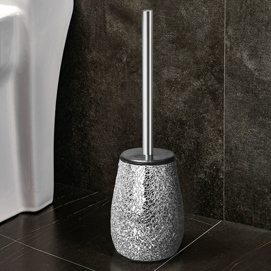 Silver Mosaic Glass Toilet Brush & Holder