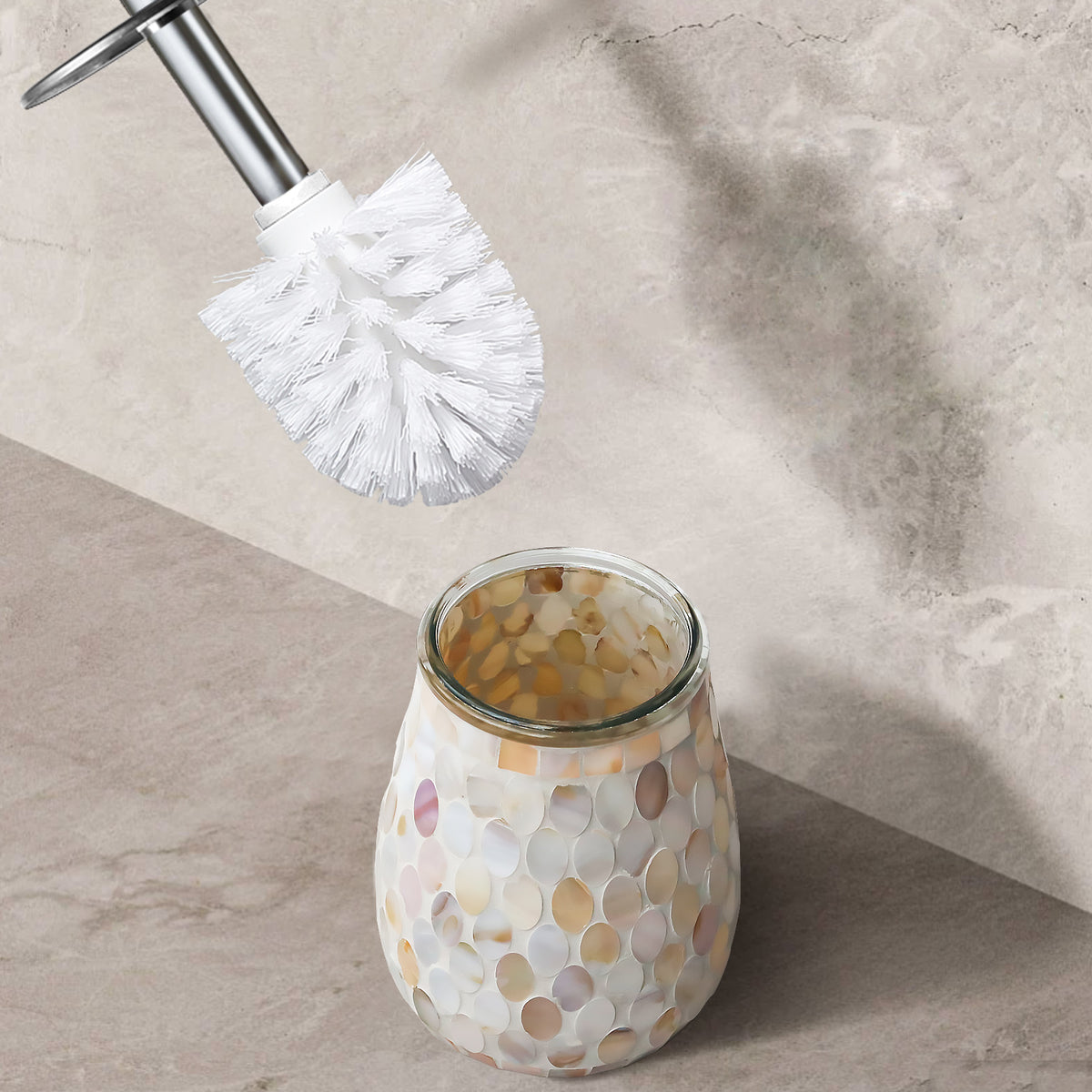 Natural Shell Mosaic Toilet Brush & Holder