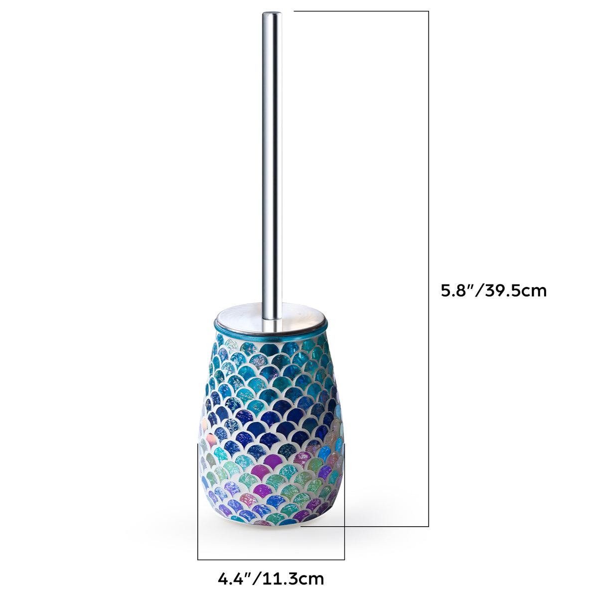 Mermaid Mosaic Glass Toilet Brush & Holder