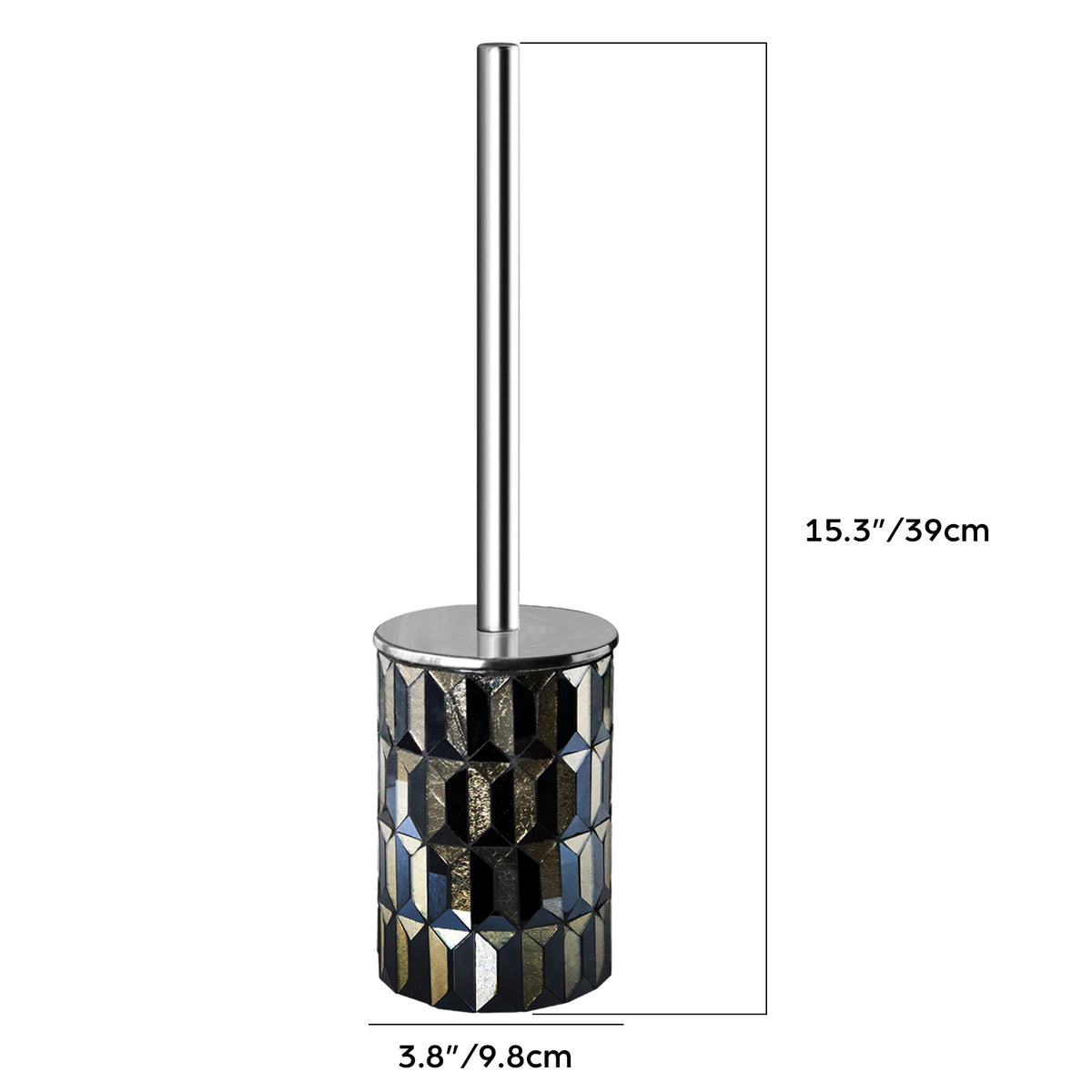 Modern Black & Gold Toilet Brush & Mosaic Holder