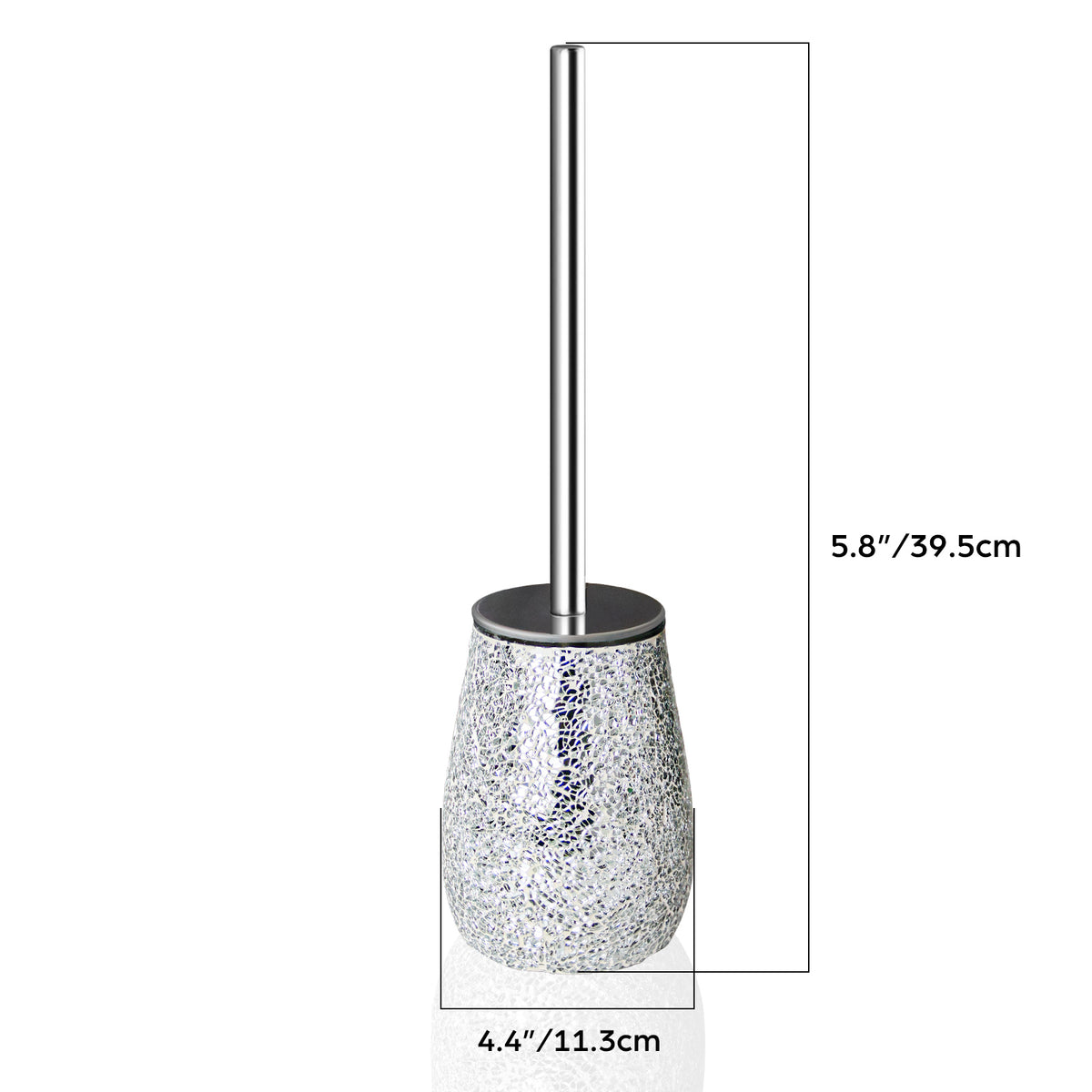 Silver Mosaic Glass Toilet Brush & Holder