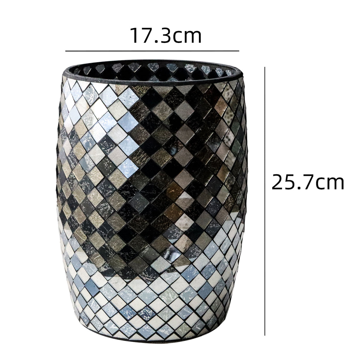 Black & Gold Mosaic Glass Bathroom Trash Can – 5L