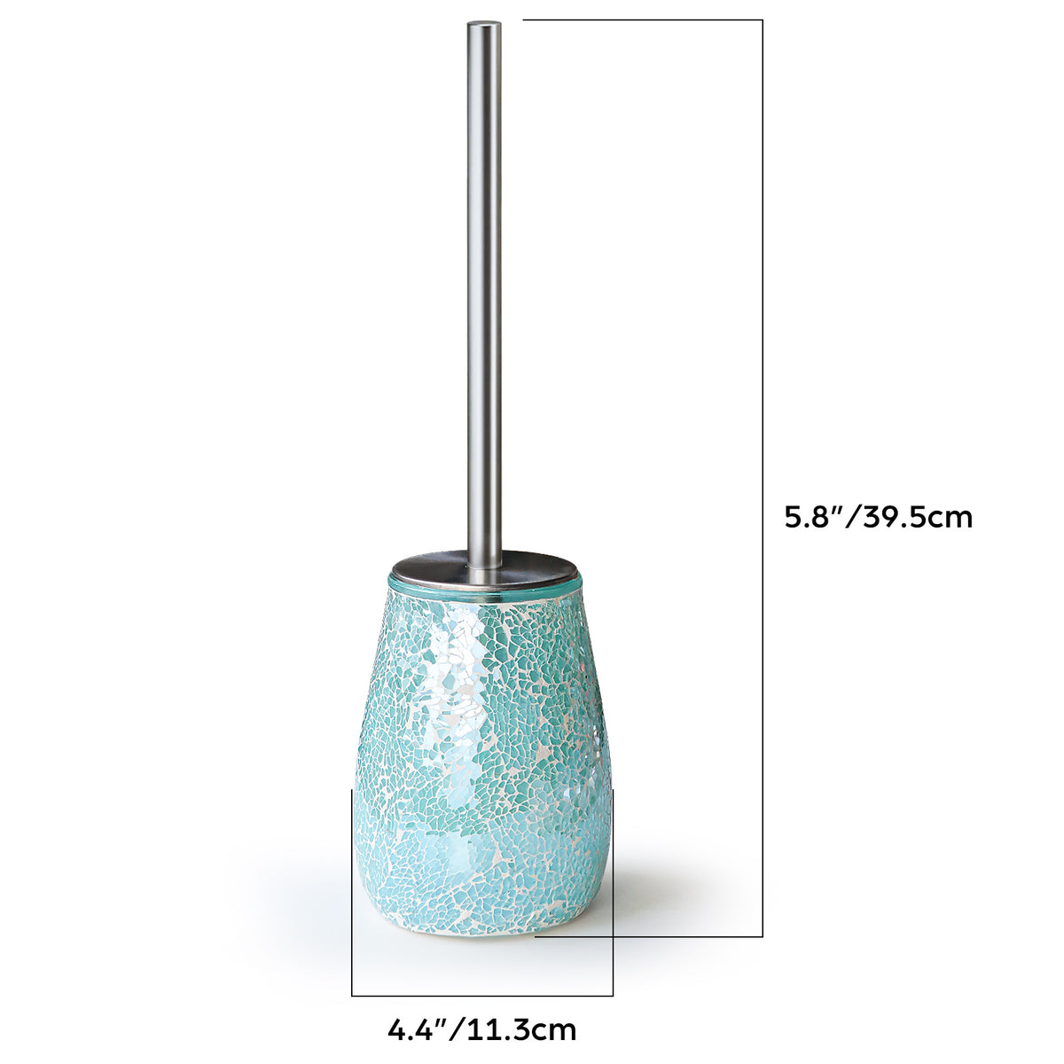 Turquoise Mosaic Glass Toilet Brush & Holder