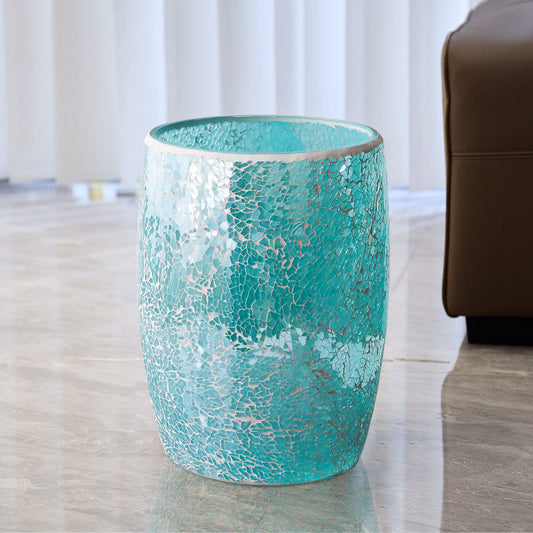Turquoise Mosaic Glass Bathroom Trash Can – 5L