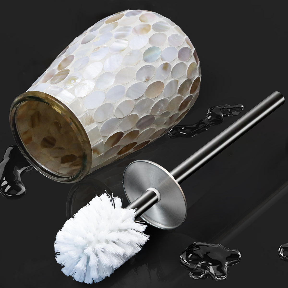 Natural Shell Mosaic Toilet Brush & Holder