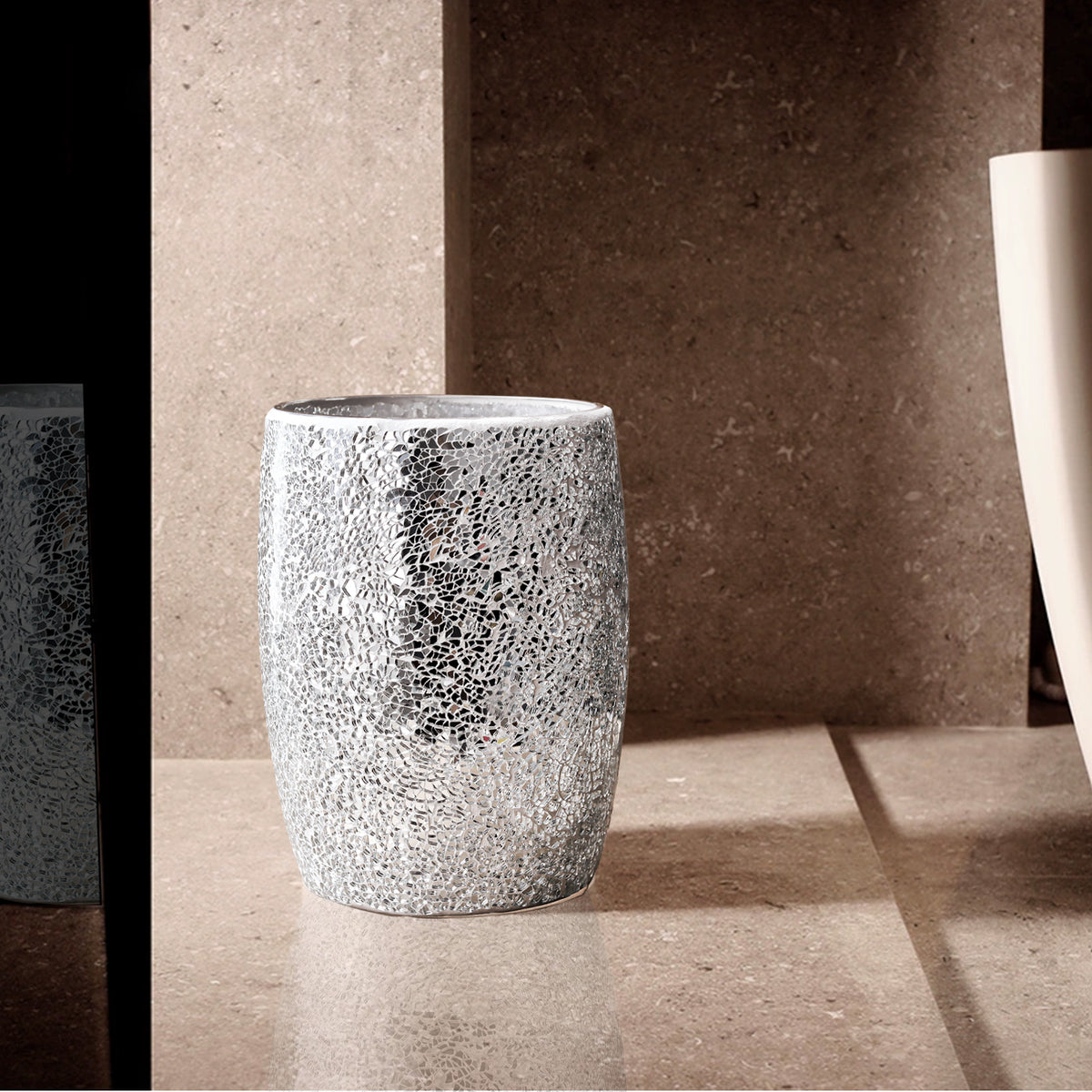 Silver Mosaic Glass Bathroom Trash Can – 5L