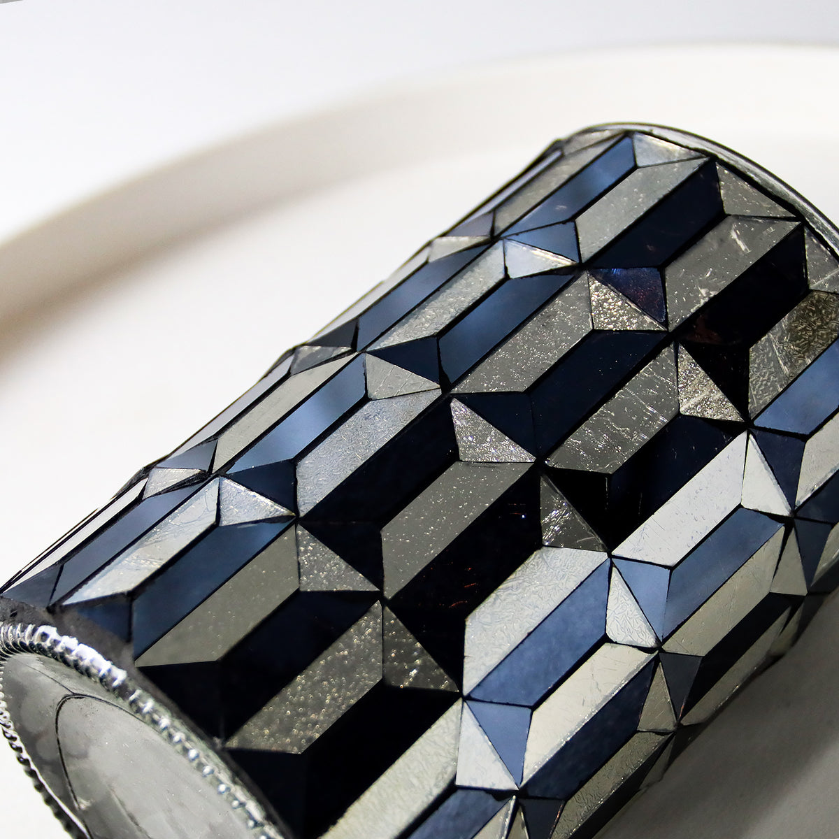Modern Black & Gold Toilet Brush & Mosaic Holder