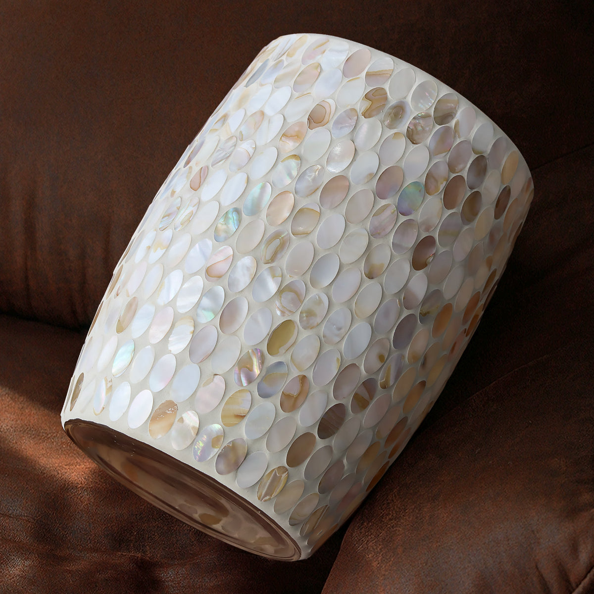 Natural Shell Mosaic Glass Bathroom Trash Can – 5L