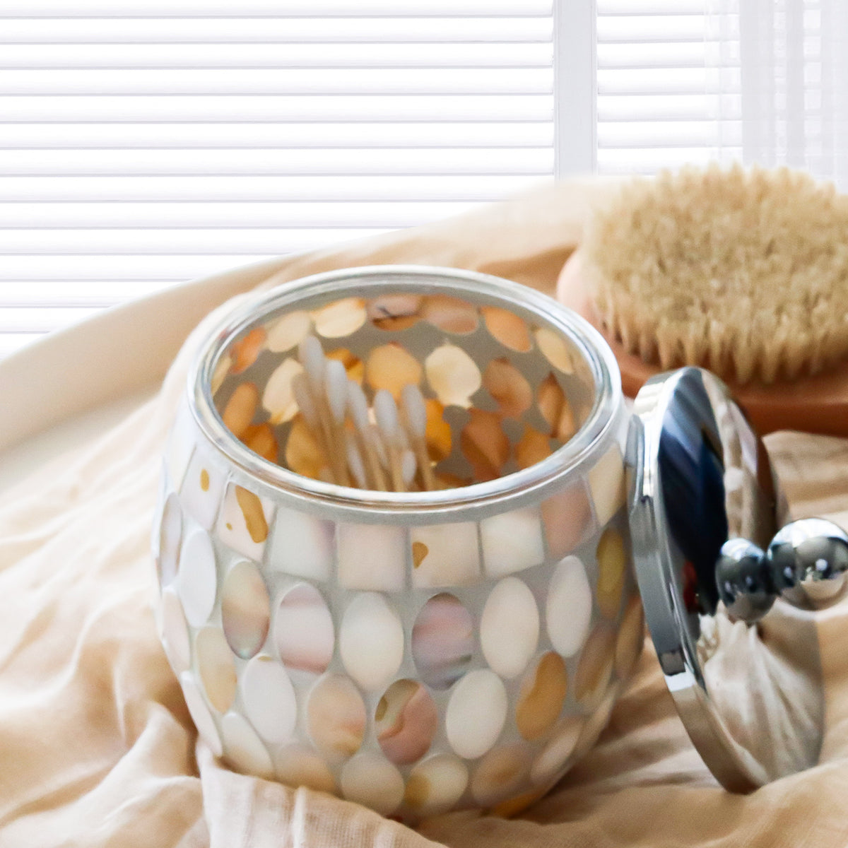 Natural Shell Mosaic Bathroom Accessories Set – 3 Piece