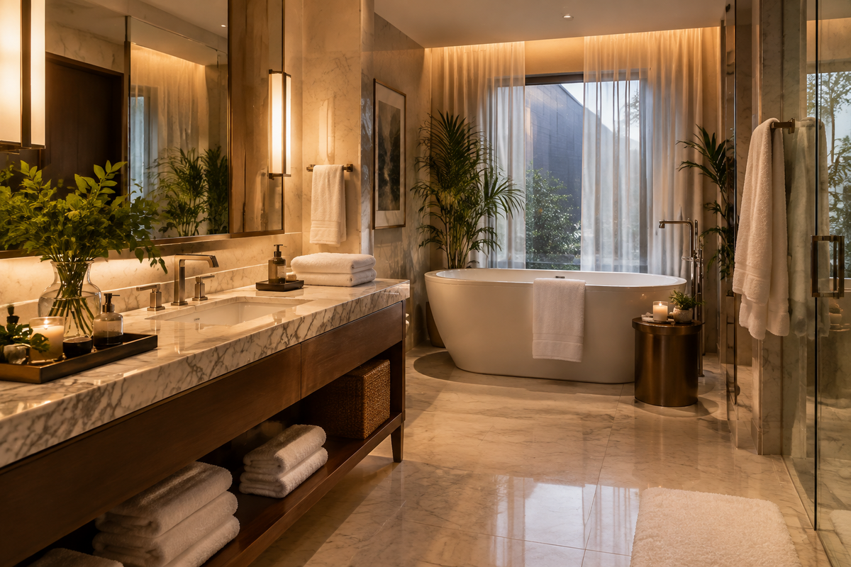 Elegant bathroom lifestyle scene