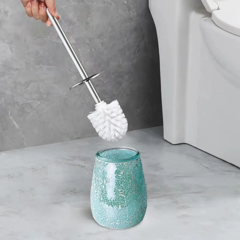 Stylish toilet brush and holder set with durable design for modern bathrooms.