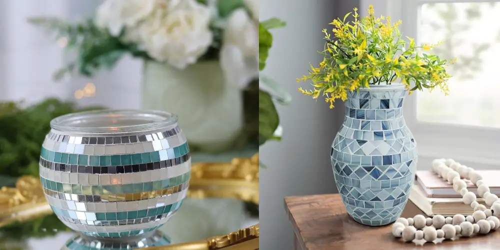 Elegant vase with a candle holder, creating a sophisticated ambiance in a luxury home setting.