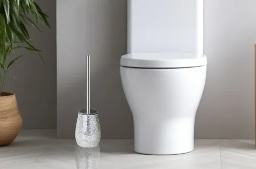 Luxury Silver Glitter Toilet Bowl Brush and Holder - Decorative Bathroom Accessory