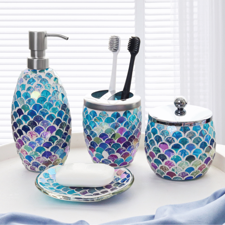 bathroom accessories sets mosaic glass mermaid bathroom decor
