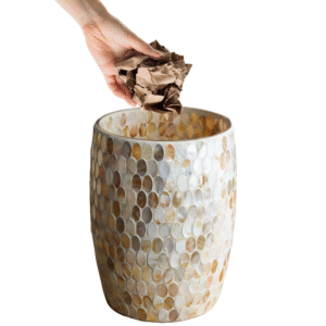 Natural Shell Bathroom Trash Can Mosaic Glass 5L